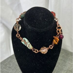 Wire Wrapped Gem Stones for a 7 1/2” to 8” Inch Wrist Non Tarnishing Copper Wire